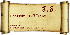Boczkó Bálint névjegykártya